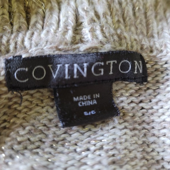 Covington Size S Beige with gold threads Open Ruffle Cardigan - Picture 7 of 7